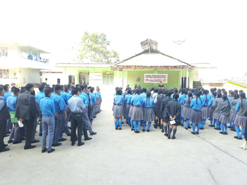 Dr Aseno Rhetso, DPO (NCD) along with participants during the awareness programme on Global Iodine Deficiency Disorders Prevention Day at Isaiah Ability Higher Secondary School, Wokha on October 21.